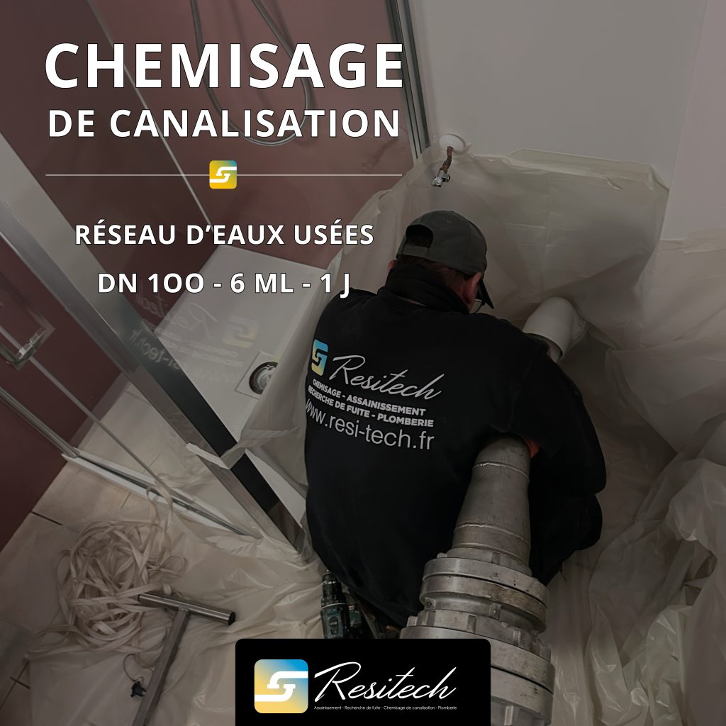 Chemisage de canalisation en vendée réseau d'eaux usées de 6 mètres